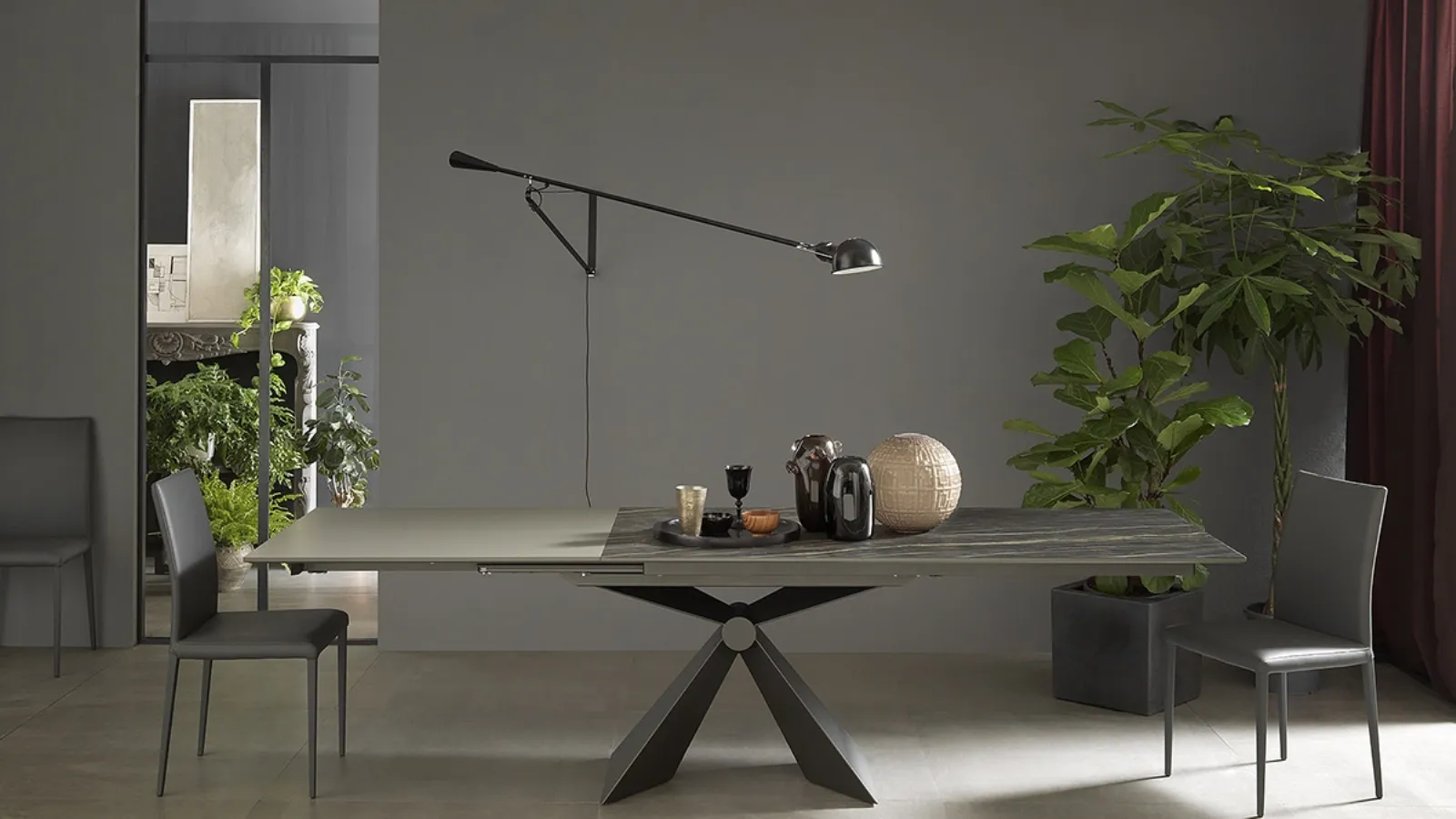 Extendable table with ceramic top and metal frame Sintesi by Altacom