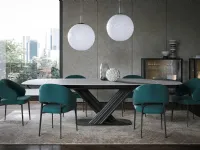 Table Curtain Ext in travertine porcelain stoneware by Tonin Casa