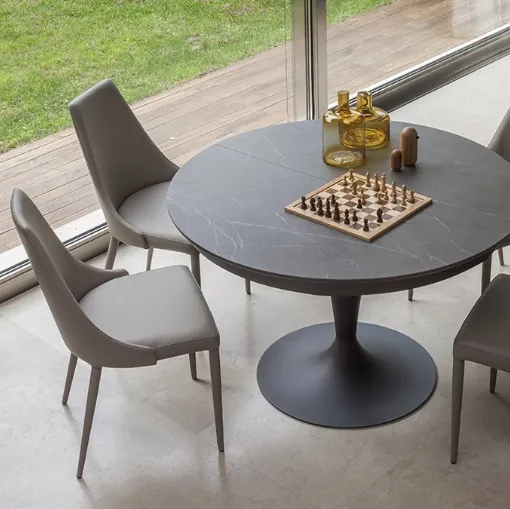 Extendable round table with Sun ceramic top by Altacom