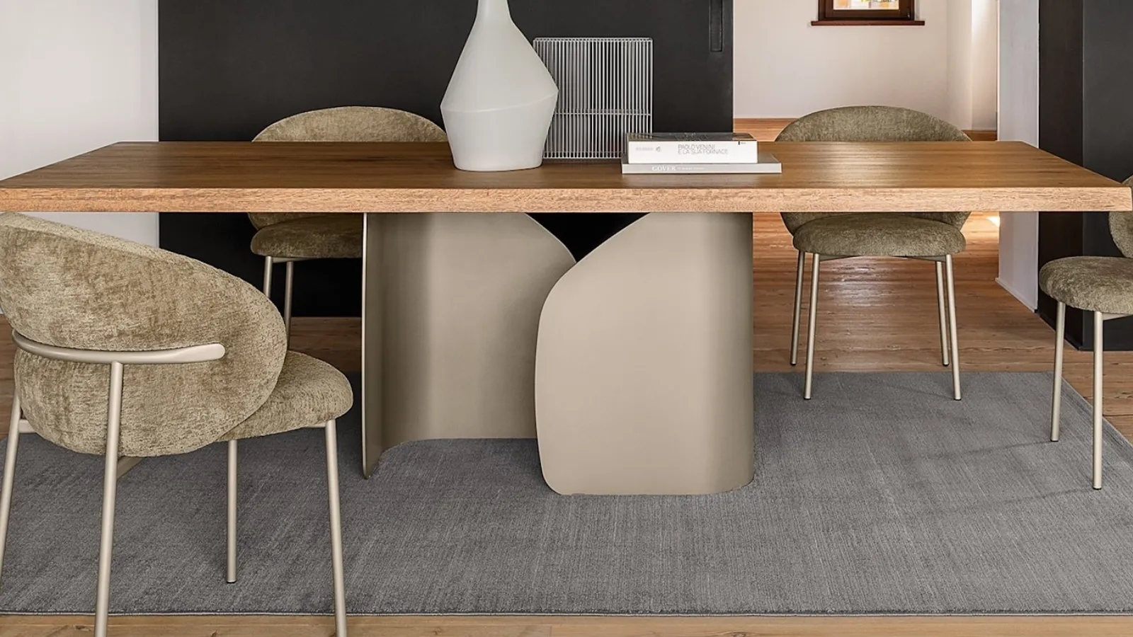 Solid oak wood Twins dining table by Calligaris.