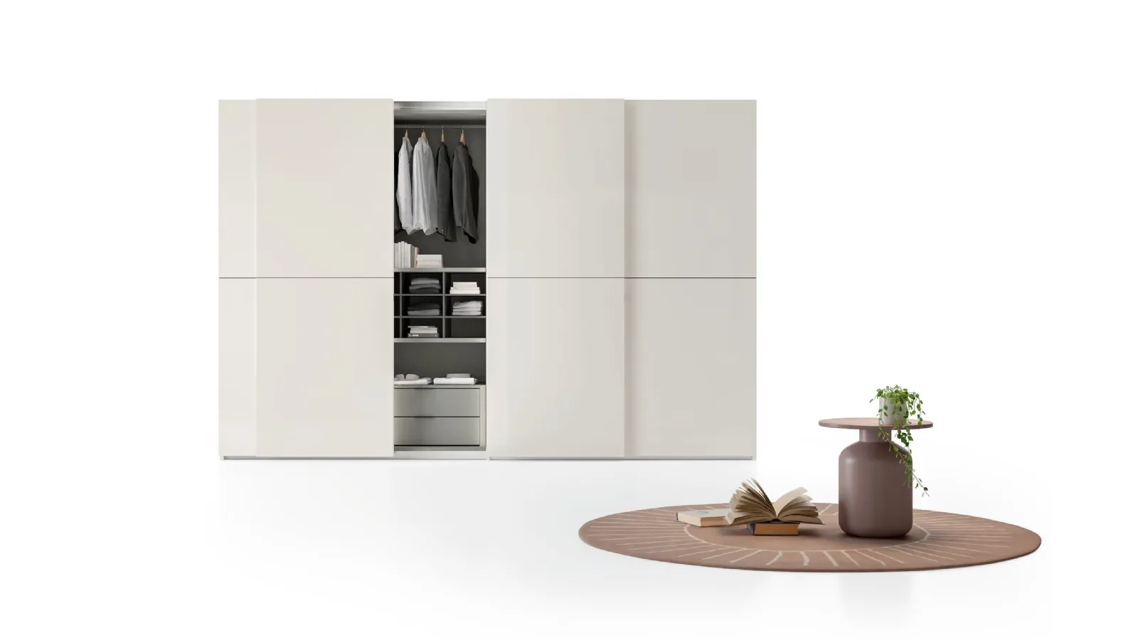 Ardecò Forte glossy lacquered Platinum wardrobe by Spagnol Mobili.