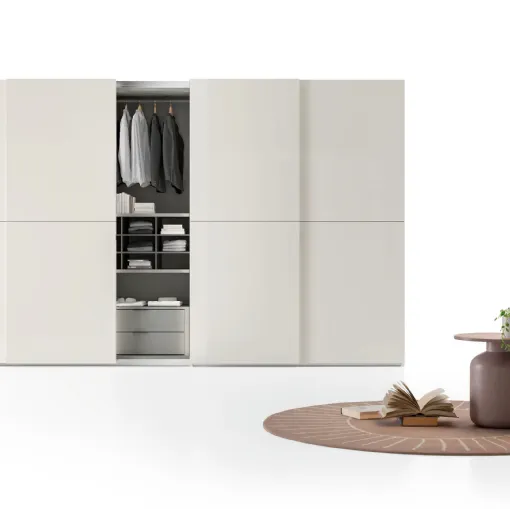 Ardecò Forte glossy lacquered Platinum wardrobe by Spagnol Mobili.