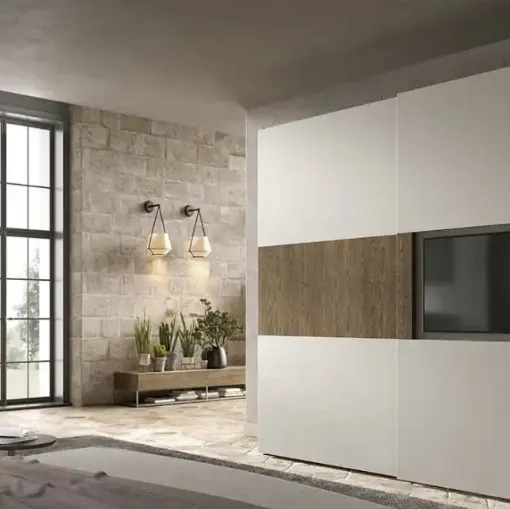 Wardrobe with sliding doors Brunale TV S159 by Moretti Compact Day Night