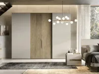 Wardrobe with sliding and hinged doors Libeccio Combinato C256 in lacquered and veneered Moretti Compact oak Day Night