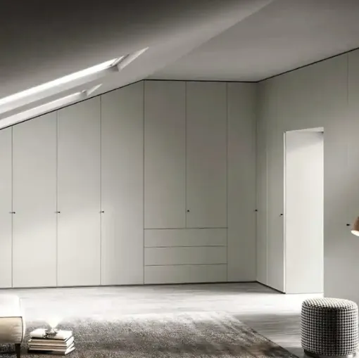 Custom-made wardrobe with swing doors for attics Libeccio U467 by Moretti Compact Day Night