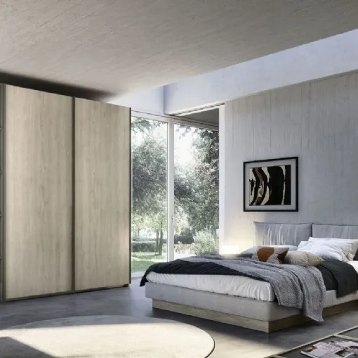 Wardrobe with 2 sliding doors and a side hinged module Quadro Steel Plan 90 by S75