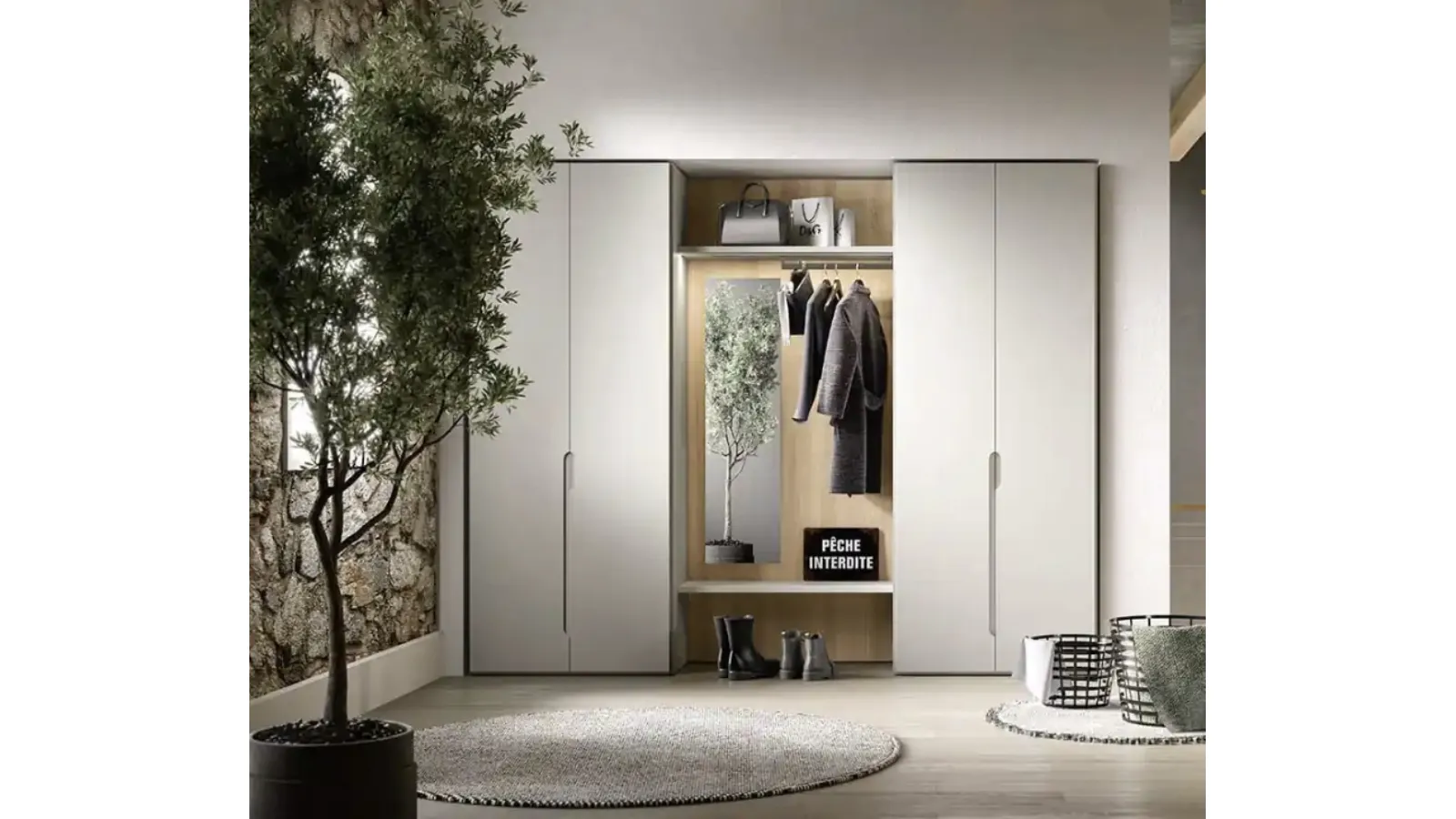 Wardrobe with swing doors Utility Amber U456 by Moretti Compact Day Night