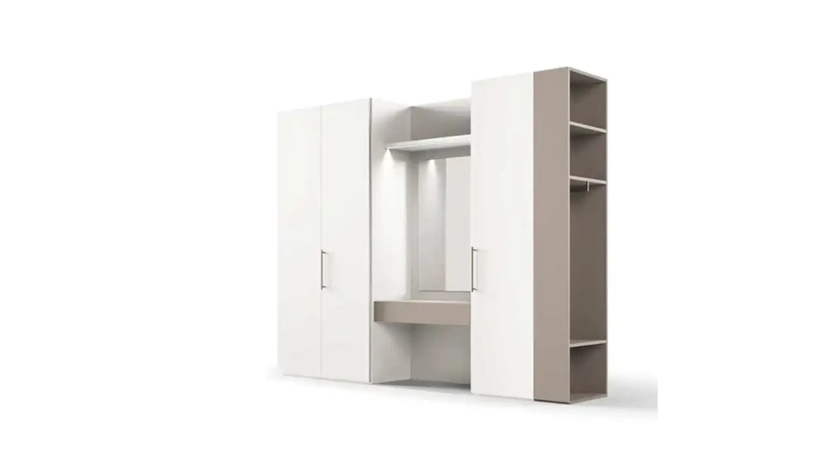 Wardrobe with swing doors Utility Libeccio U452 by Moretti Compact Day Night