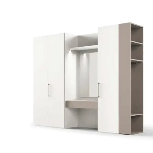 Wardrobe with swing doors Utility Libeccio U452 by Moretti Compact Day Night