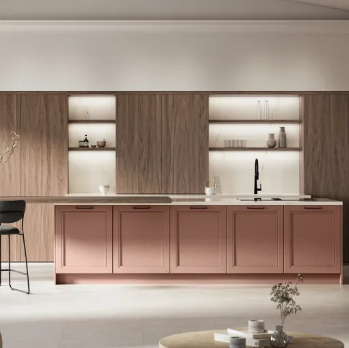 Classic Kitchen in Open-Pore Lacquered Finish with Opera Island by Arredo3