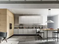 Modern kitchen with Alma 01 peninsula in PET and laminate by Arredo3