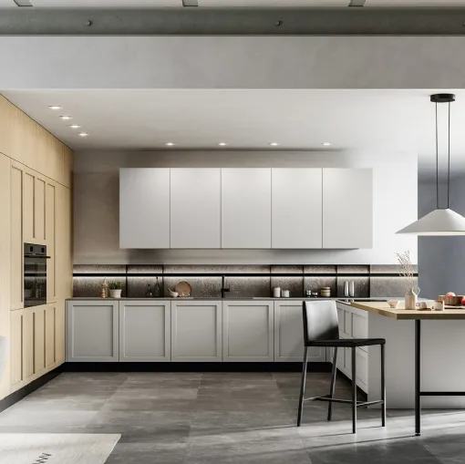 Modern Kitchen with Alma 02 island in PET and laminate by Arredo3
