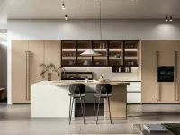 Modern Kitchen with Asia 01 Island in Lacquered and Wood by Arredo3