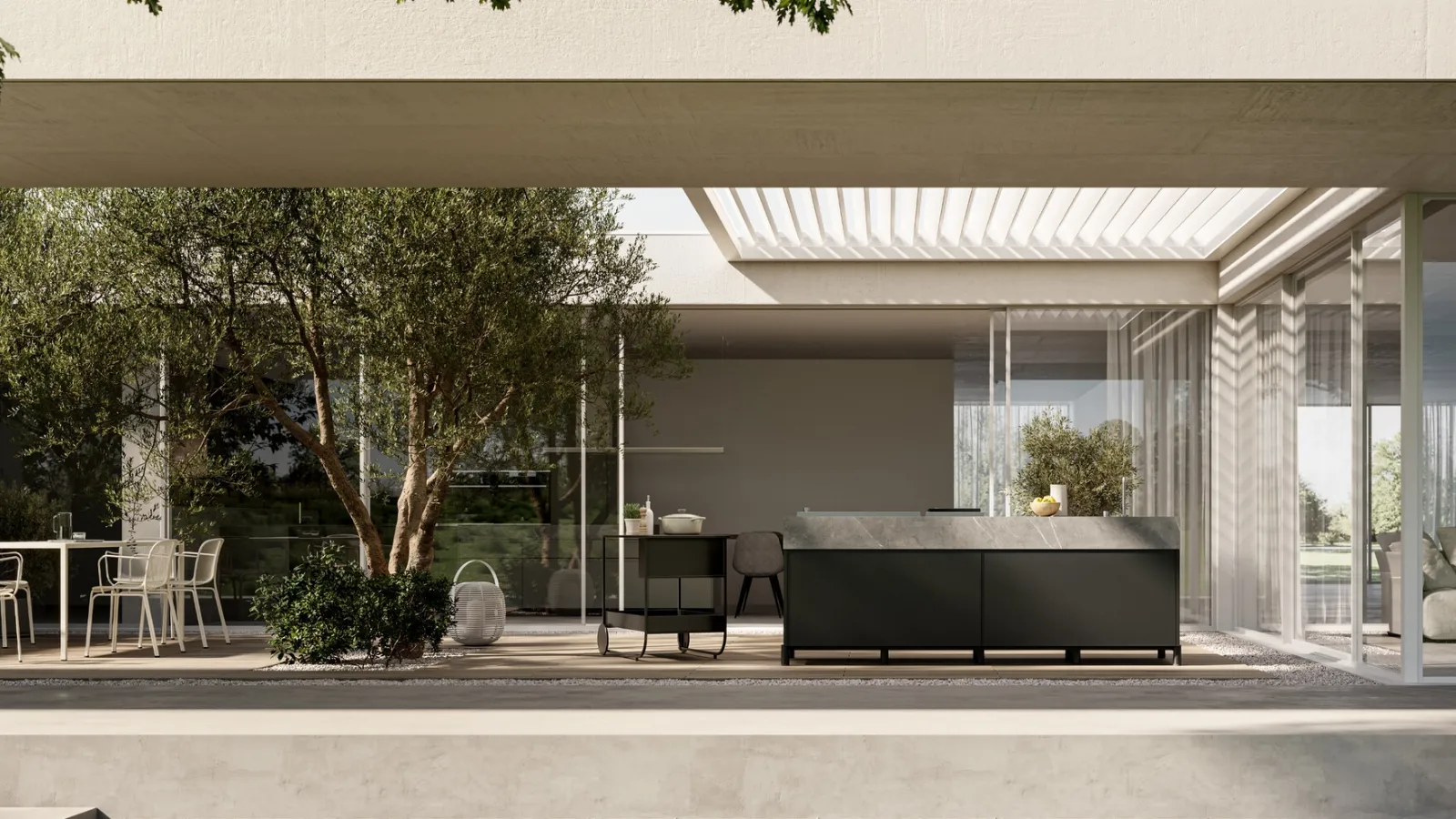 Modern outdoor kitchen in aluminum Aura 01 by Arredo3