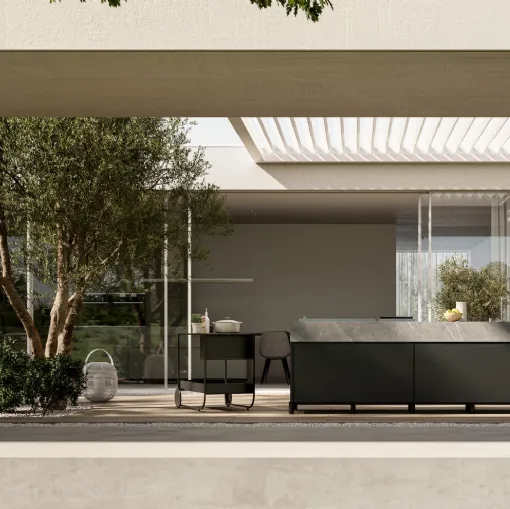 Modern outdoor kitchen in aluminum Aura 01 by Arredo3