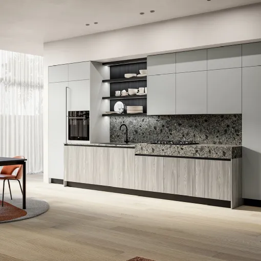 Cloe 02 Modern Linear Kitchen in Laminate and Lacquered by Arredo3