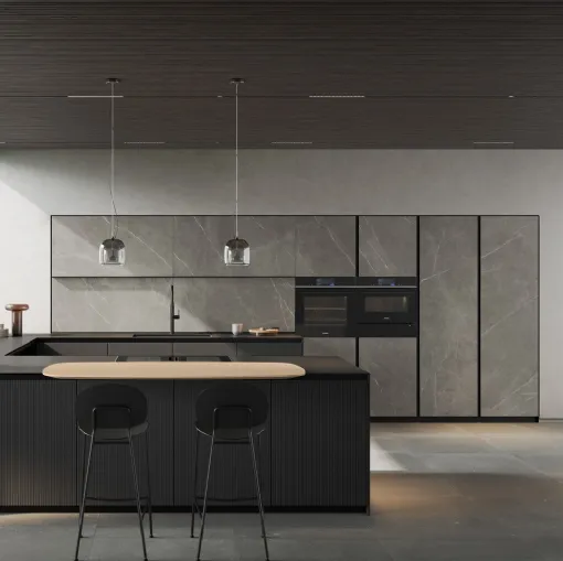 Modern Kitchen with Glass 04 Peninsula by Arredo3
