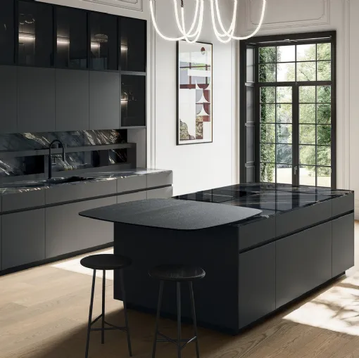 Modern Kitchen with Glass 2|0 04 Island by Arredo3