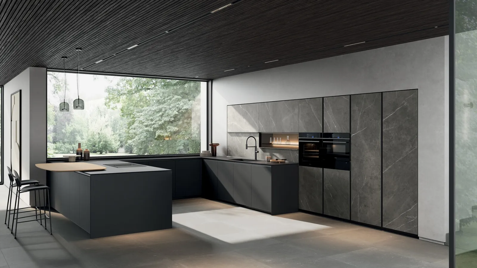 Modern Kitchen with Glass 2|0 08 Peninsula by Arredo3
