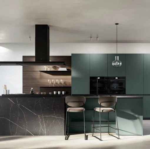 Modern Kitchen with Kalì 01 Island in PET and Laminate by Arredo3