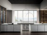 Modern Kitchen in Statuarietto Laminam with Kronos Peninsula by Arredo3