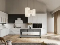 Modern corner kitchen Meg 03 in white polymer and fossil lacquered by Arredo3.