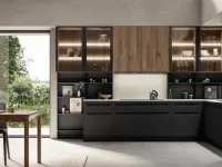 Modern corner kitchen Tekna 03 in PET and oak by Arredo3
