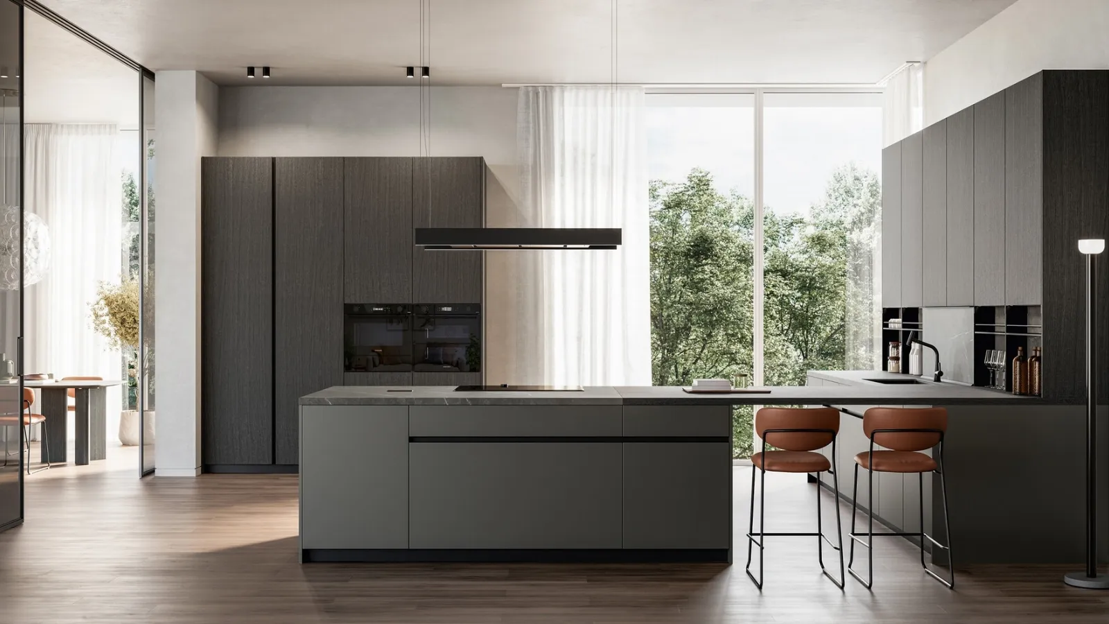 Modern Kitchen with Time 03 Peninsula by Arredo3