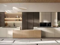 Modern Kitchen in Lacquered and Veneered Finish with Arredo3's Time Island