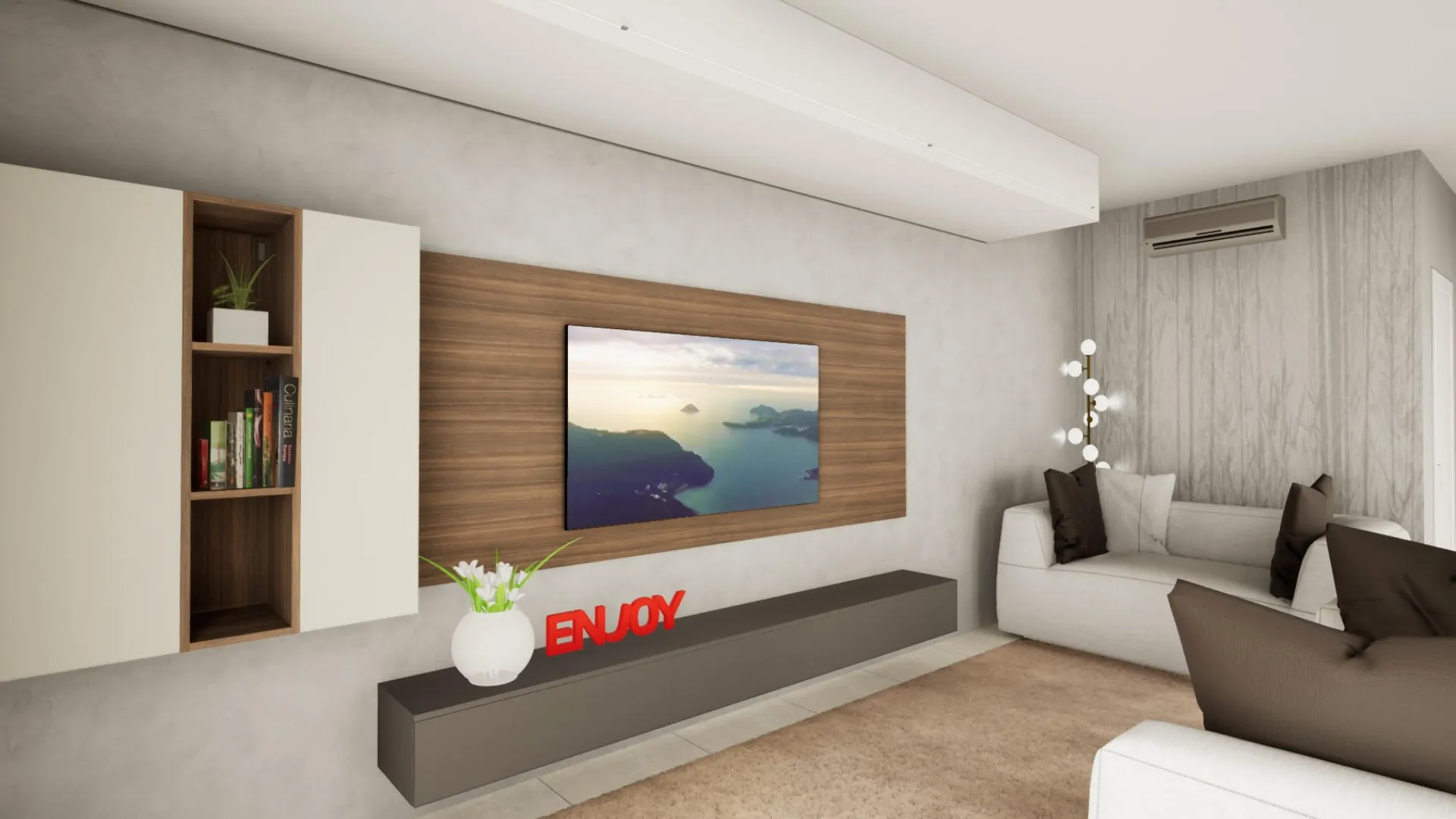 equipped wall with bookcase module