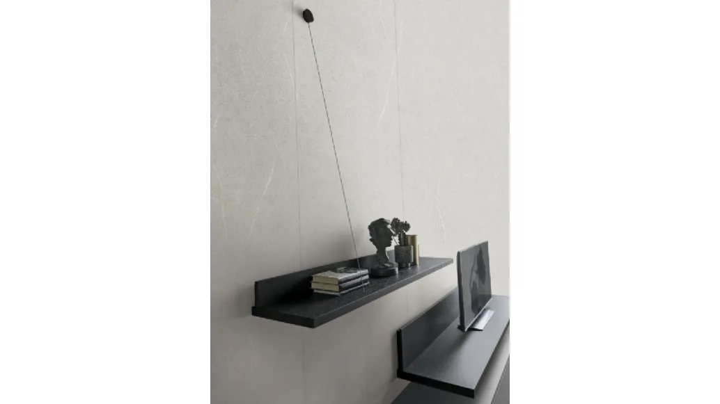 Elle & Filo shelves in charcoal oak material by Tomasella.