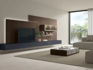 Kenzo coffee table in glass decor and oak material by Tomasella.