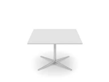 Loop Table coffee table with White laminate top and aluminum base by Infiniti.