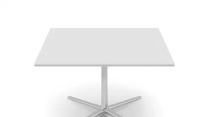 Loop Table coffee table with White laminate top and aluminum base by Infiniti.
