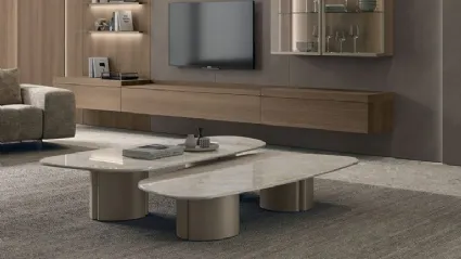 Nemo coffee table with porcelain stoneware top by Tomasella