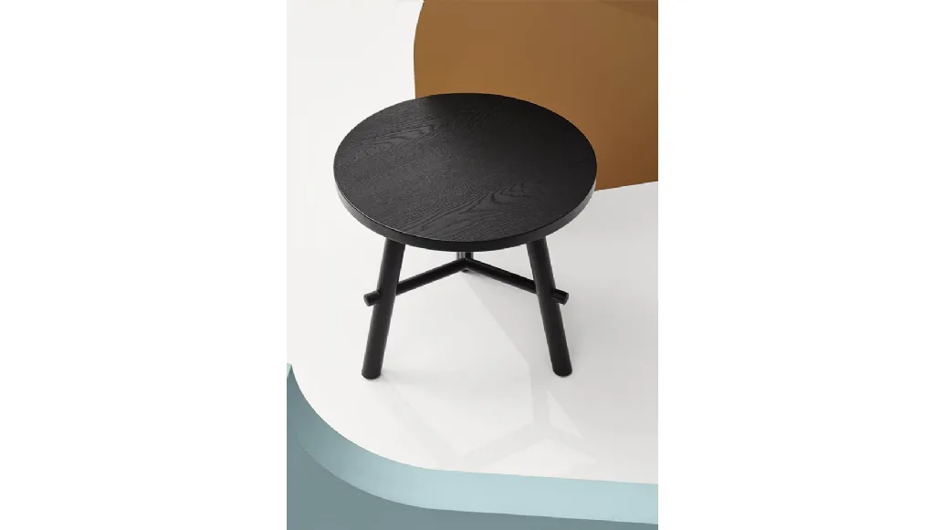 Record Contract coffee table with top in Black Oak and steel base by Infiniti.