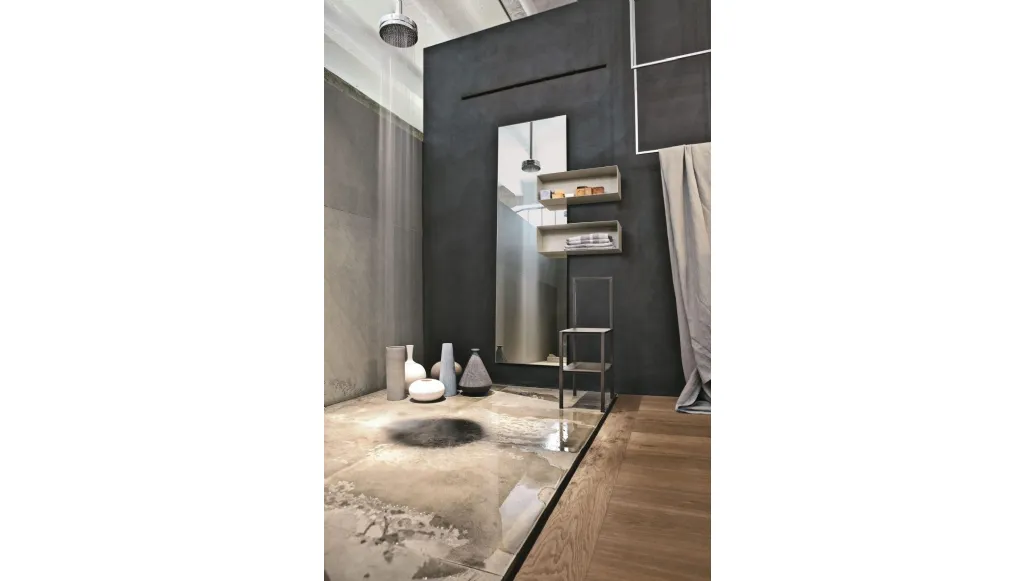 Inside mirror with metal shelves by Tomasella.