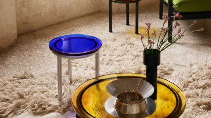 Round Zigo glass coffee table by Miniforms