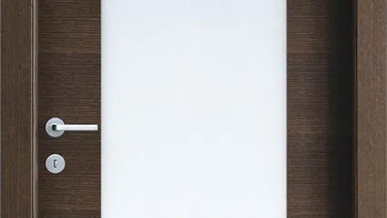Swing Mood Glass interior door in Coffee Oak and White crystal by Effebiquattro