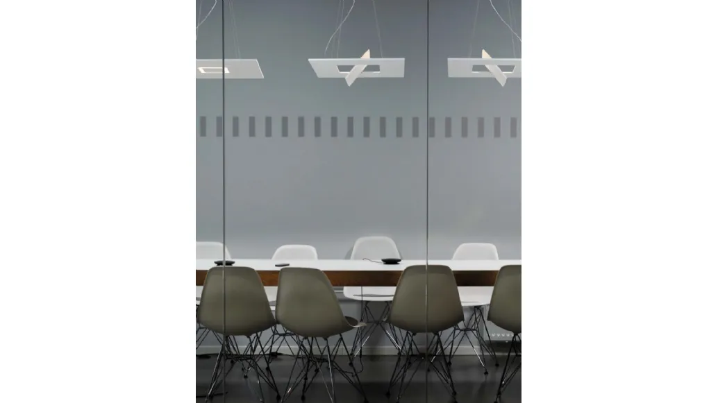 Biquadro suspension lamp in aluminum by Cattaneo.