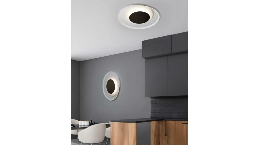 Cleo ceiling lamp made of curved metal by Cattaneo