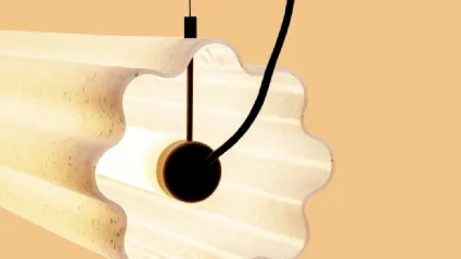 Lucerama suspended lamp in recycled polyethylene by Miniforms.