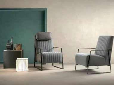 Armchair in fabric and leather Angy by Samoa