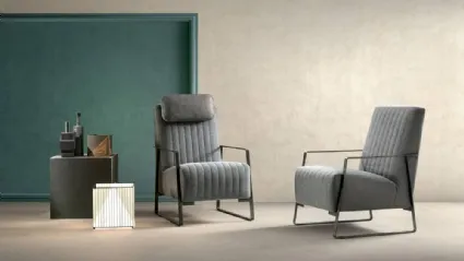 Armchair in fabric and leather Angy by Samoa