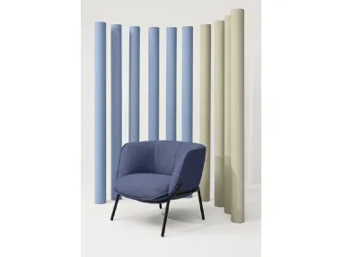 BomBom 4 Leg Armchair in padded fabric and steel legs by Infiniti.