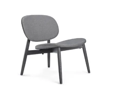 Harmo Relax upholstered armchair in fabric with solid Ash legs painted in Infinite Black.
