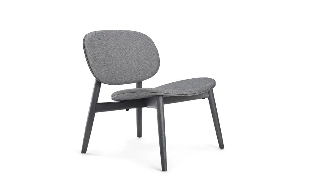 Harmo Relax upholstered armchair in fabric with solid Ash legs painted in Infinite Black.