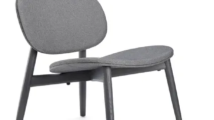 Harmo Relax upholstered armchair in fabric with solid Ash legs painted in Infinite Black.