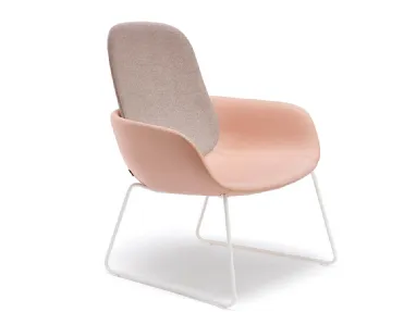 Peb Sled armchair in fabric with steel sled base by Infiniti.