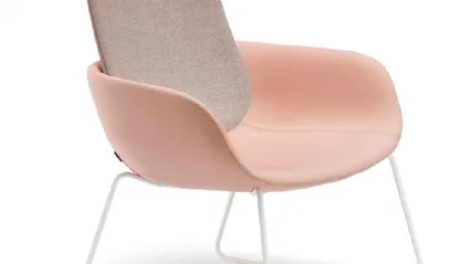 Peb Sled armchair in fabric with steel sled base by Infiniti.